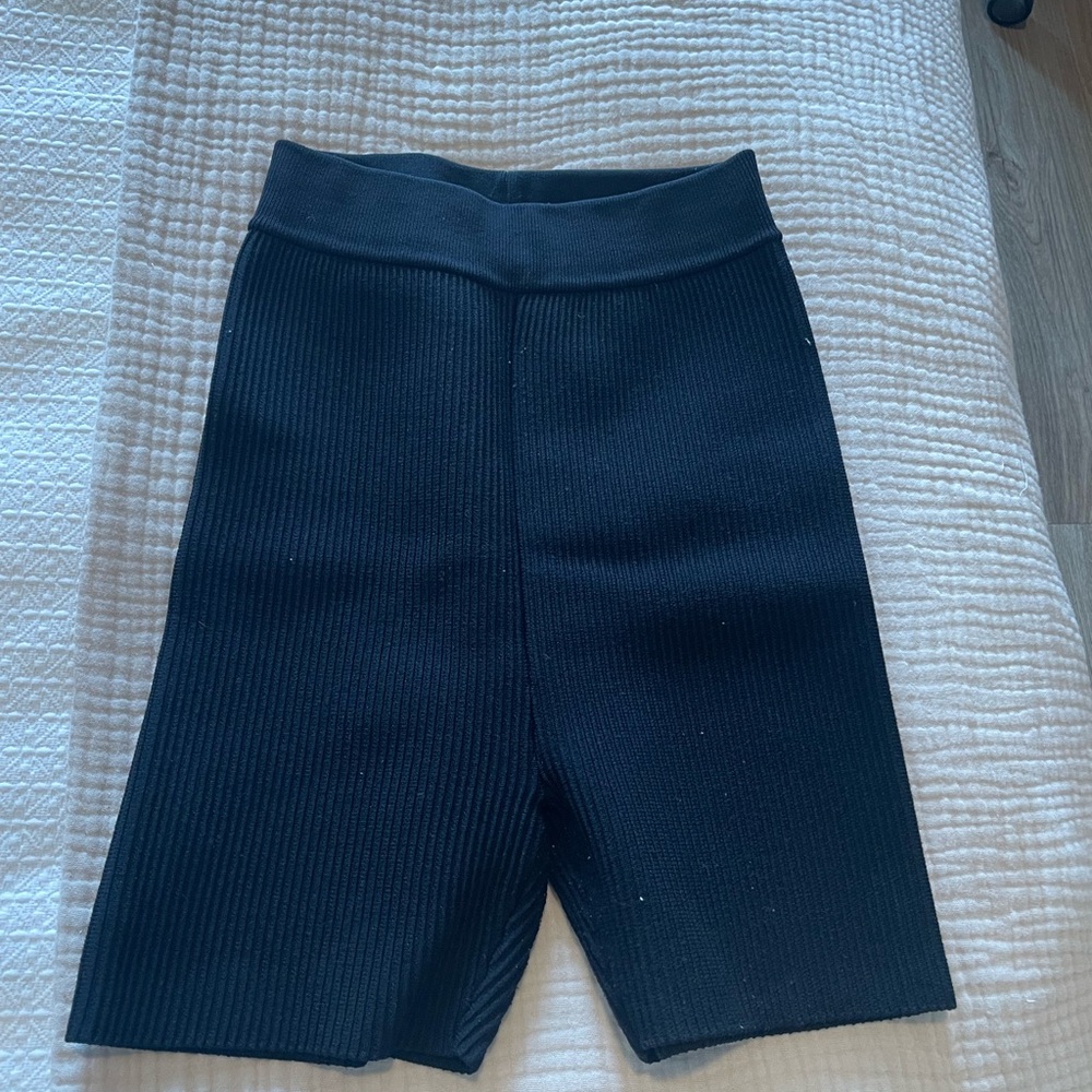 Black Ribbed Women's Biker Shorts